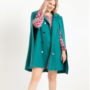 Double Breasted Cape Coat w/gold buttons